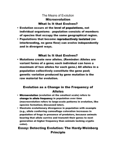 The Means of Evolution Microevolution What Is It that Evolves? What