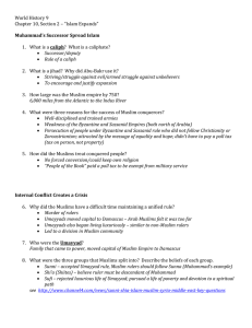 World History 9 Chapter 10, Section 2 – “Islam Expands