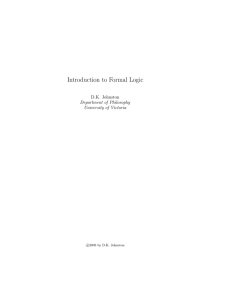Introduction to Formal Logic - Web.UVic.ca