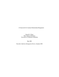 A Framework for Customer Relationship Management