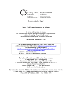 Stem Cell Transplantation in Adults