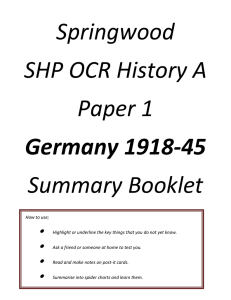 Germany 1919-1945 - Springwood High School