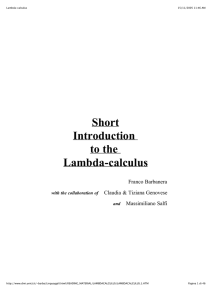 Short Introduction to the Lambda