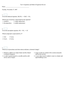 Test 4: Equations and Math of Equations Review Name: Tuesday