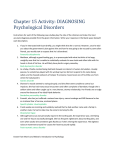 Chapter 15 Activity: DIAGNOSING Psychological Disorders