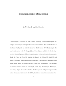 Nonmonotonic Reasoning - Computer Science Department