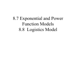 8.7 Exponential and Power Function Models 8.8 Logistics Model