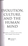 Evolution, Culture and the Human Mind Ch. 9