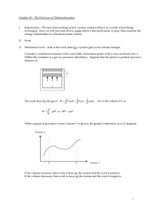 Chapter 19 – The First Law of Thermodynamics