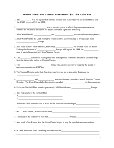 Review Sheet for Common Assessment #9, The Cold War
