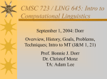 CMSC 723: Introduction to Computational Linguistics