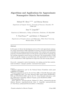 Algorithms and Applications for Approximate Nonnegative Matrix