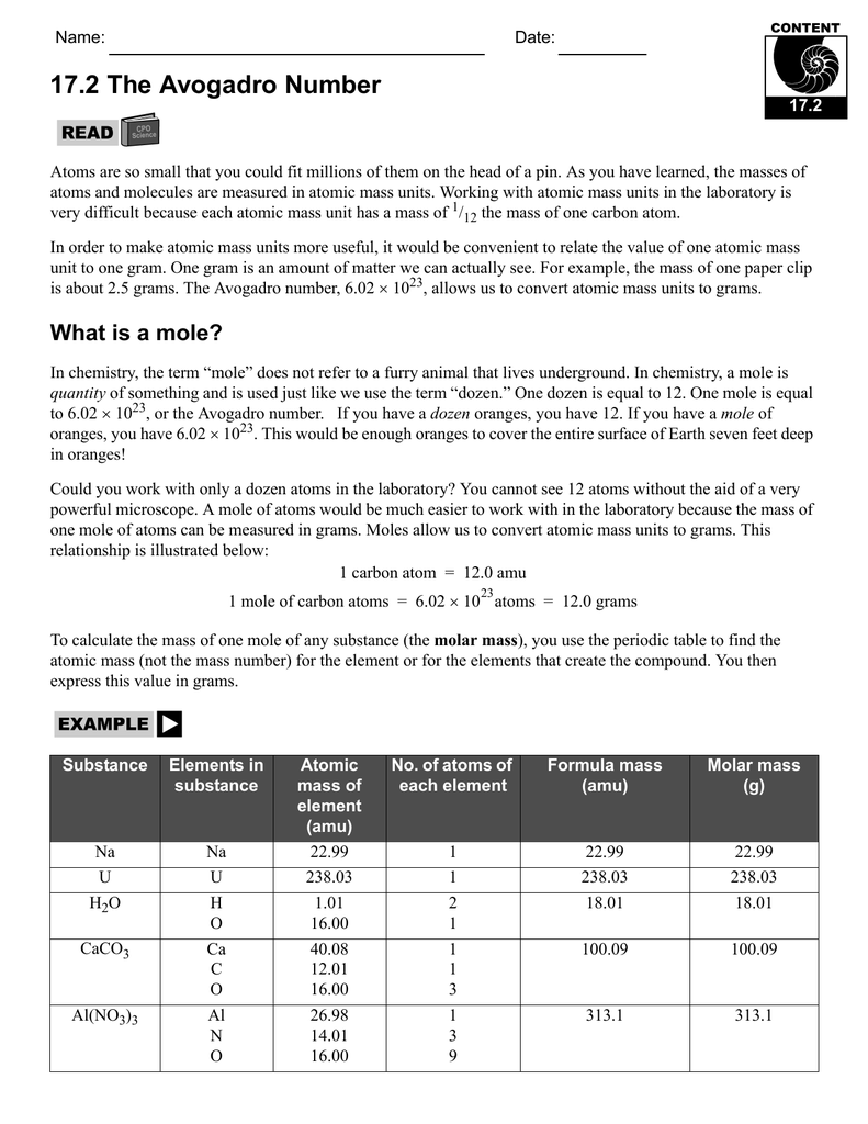 41 the mole and avogadro's number worksheet answers - Worksheet Information