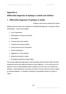Appendix A Differential diagnosis of epilepsy in adults and