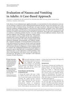 Evaluation of Nausea and Vomiting in Adults