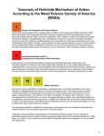 Summary of Herbicide Mechanism of Action According to the Weed