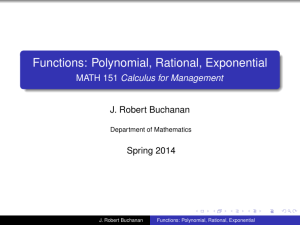 Functions: Polynomial, Rational, Exponential