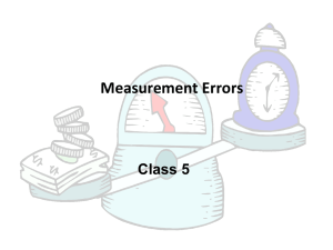 Class 5 - Errors in Measurement