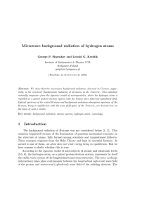 Microwave background radiation of hydrogen atoms 1 Introduction