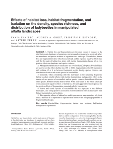 Effects of habitat loss, habitat fragmentation, and isolation on the