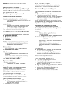 1 BIOL B242 Evolutionary Genetics: Coevolution What is