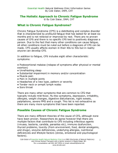 The Holistic Approach To Chronic Fatigue Syndrome