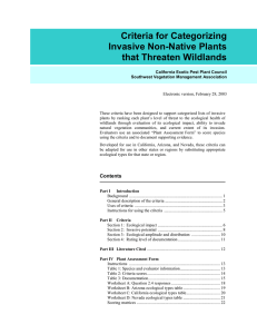 Criteria for Categorizing Invasive Non