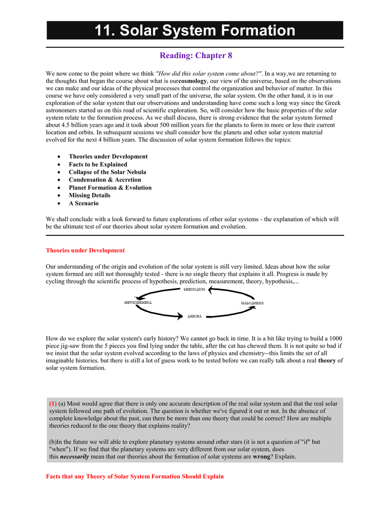 Solar System Formation Reading