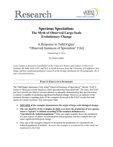 Specious Speciation: Response to Talk Origins Speciation FAQ