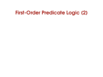 First-Order Predicate Logic (2) - Department of Computer Science