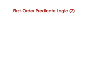 First-Order Predicate Logic (2) - Department of Computer Science