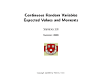 Continuous Random Variables Expected Values and