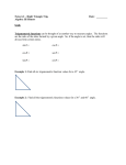 Notes 6.2 – Right Triangle Trig. Date: ______ Algebra III Honors