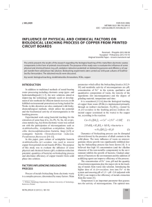 Influence of physical and chemical factors on biological leaching