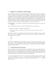 1 Chapter 9: Deductive Reasoning