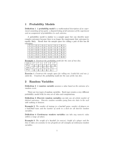 1 Probability Models 2 Random Variables