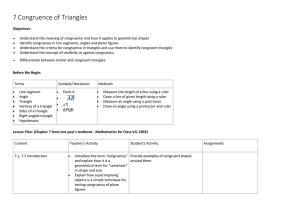 Chapter 7: Congruence of Triangles