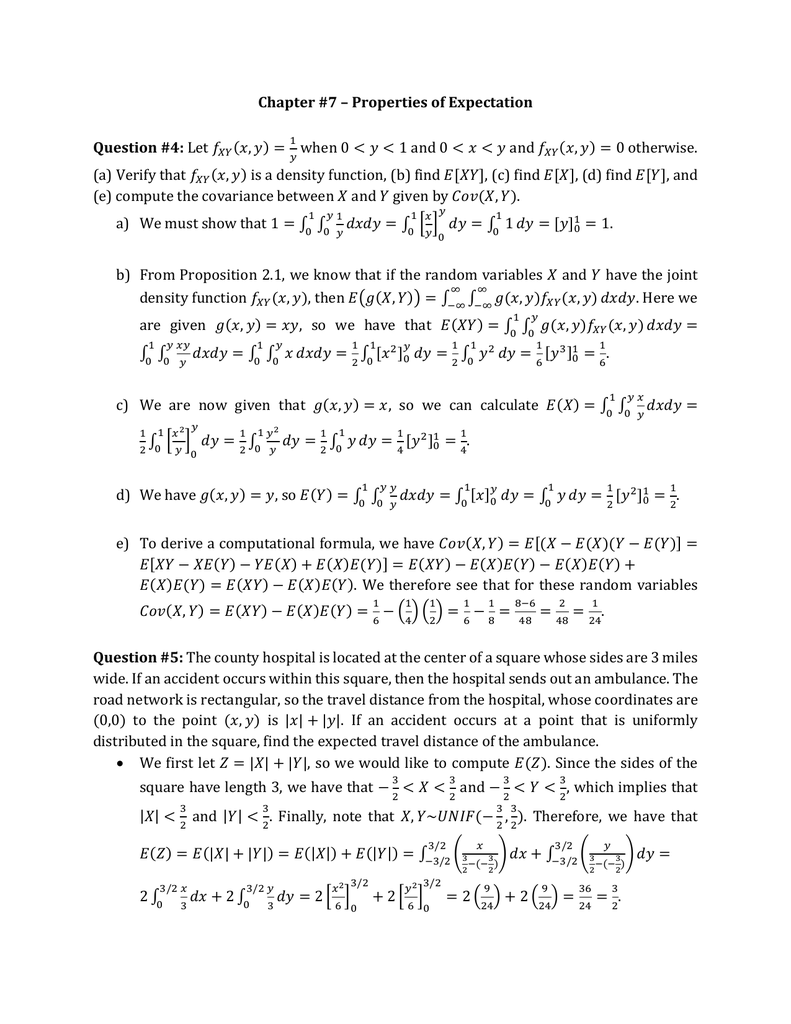 Chapter 7 Properties Of Expectation Chapter 7 Properties Of Expectation