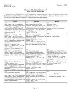 Chemistry 210, Physical Chemistry II