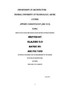 write up on: active and passive solar heating systems in nigeria.