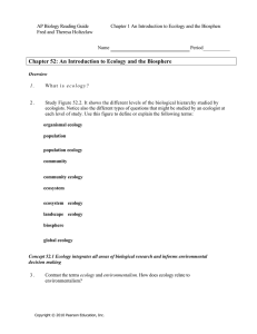 Chapter 52: An Introduction to Ecology and the Biosphere