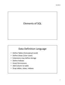 Elements of SQL Data Definition Language