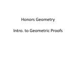 Honors Geometry Intro. to Geometric Proofs
