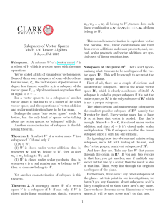 Subspaces of Vector Spaces Math 130 Linear Algebra