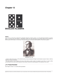 Chapter 13 BOOLEAN ALGEBRA