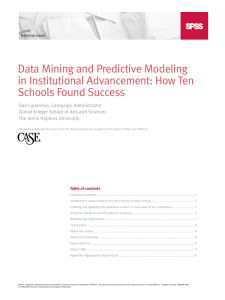Data Mining and Predictive Modeling in Institutional Advancement