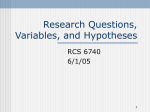 Research Questions, Hypotheses, and Variables