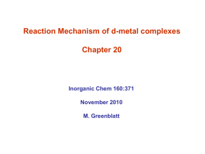 Reaction Mechanism of d-metal complexes Chapter 20