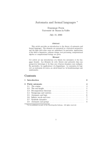 Automata and formal languages ∗