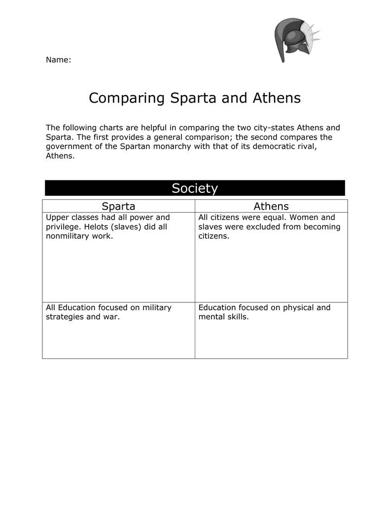 Athens And Sparta Comparison Chart